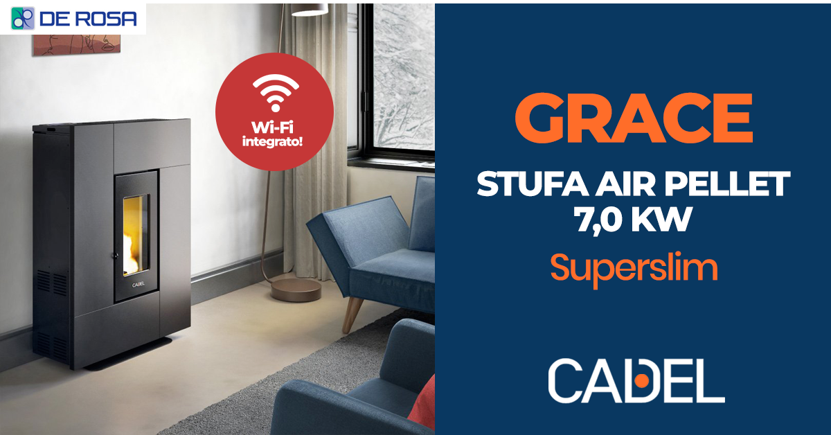 Stufa a pellet superslim Grace 7 Kw di Cadel Stufa a pellet superslim Grace 7 Kw di Cadel