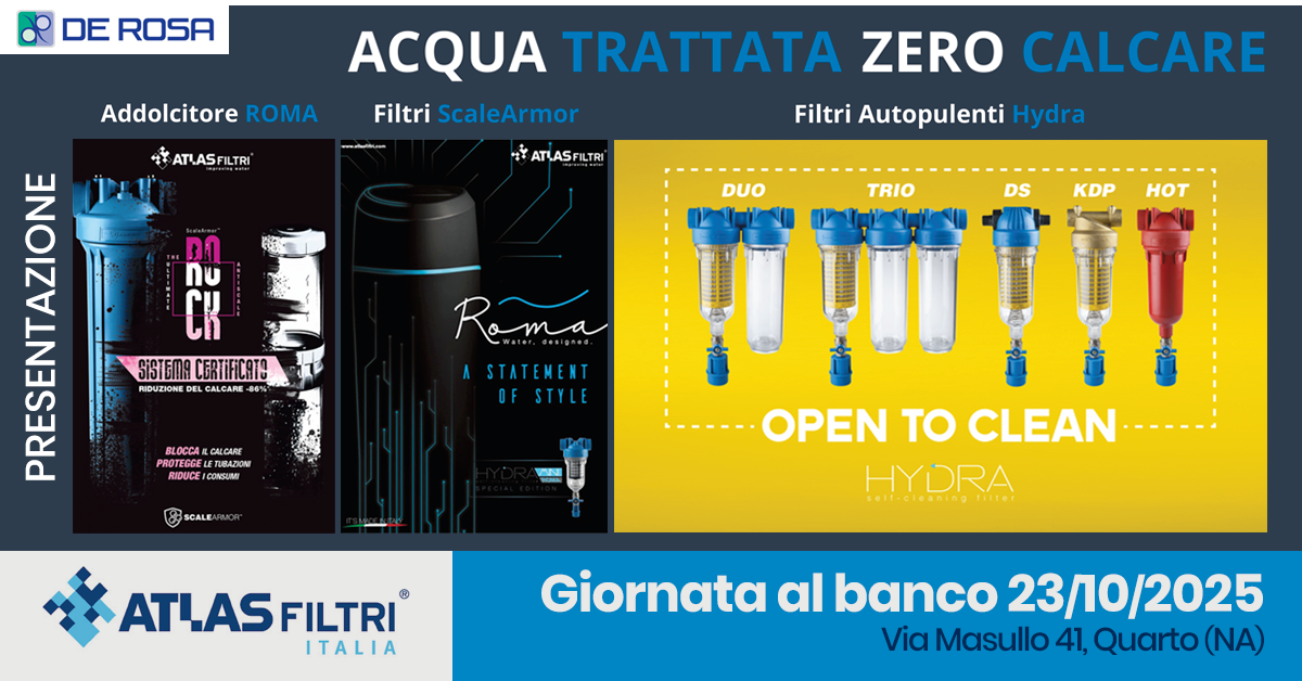 Giornata al Banco Atlas Filtri: acqua trattata, zero calcare Giornata al Banco Atlas Filtri: acqua trattata, zero calcare